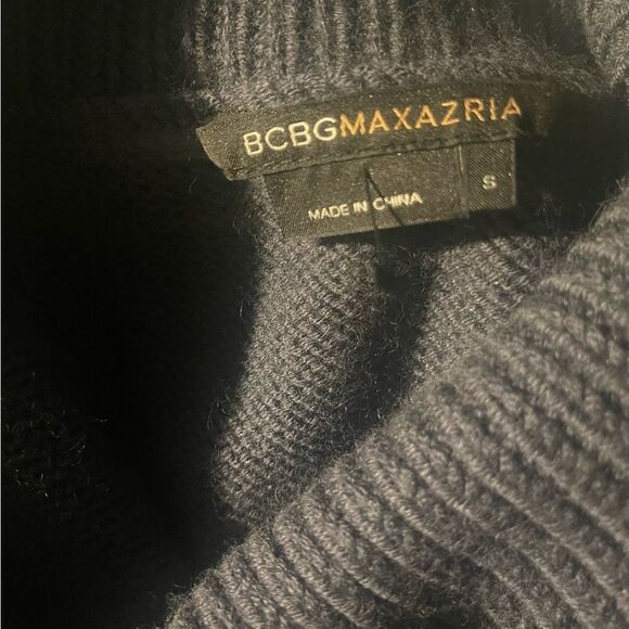 BCBG maxazria long dark grey wool blend short sleeve sweater turtleneck sz S - Picture 9 of 9